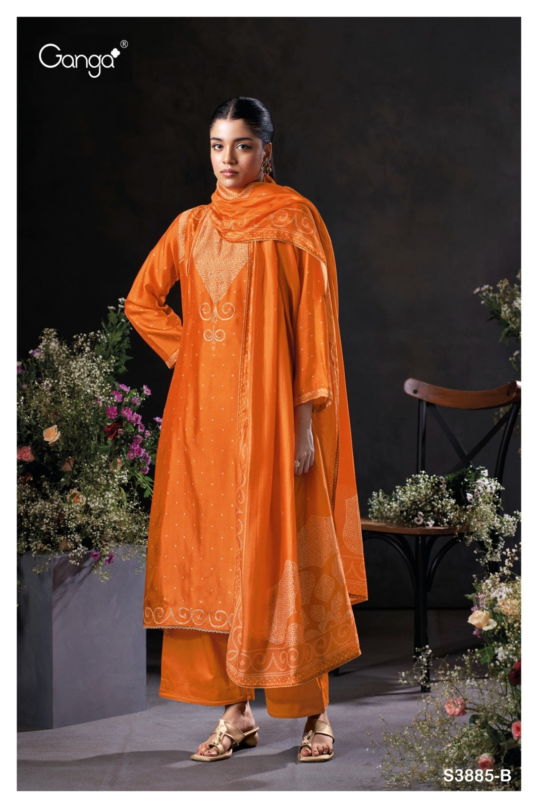 Oceara 3885 Ganga Premium Bemberg Plazzo Style Suits Wholesale Price