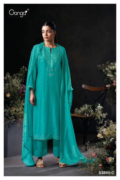 Oceara 3885 Ganga Premium Bemberg Plazzo Style Suits Wholesale Price