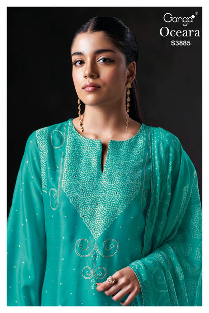 Oceara 3885 Ganga Premium Bemberg Plazzo Style Suits Wholesale Price