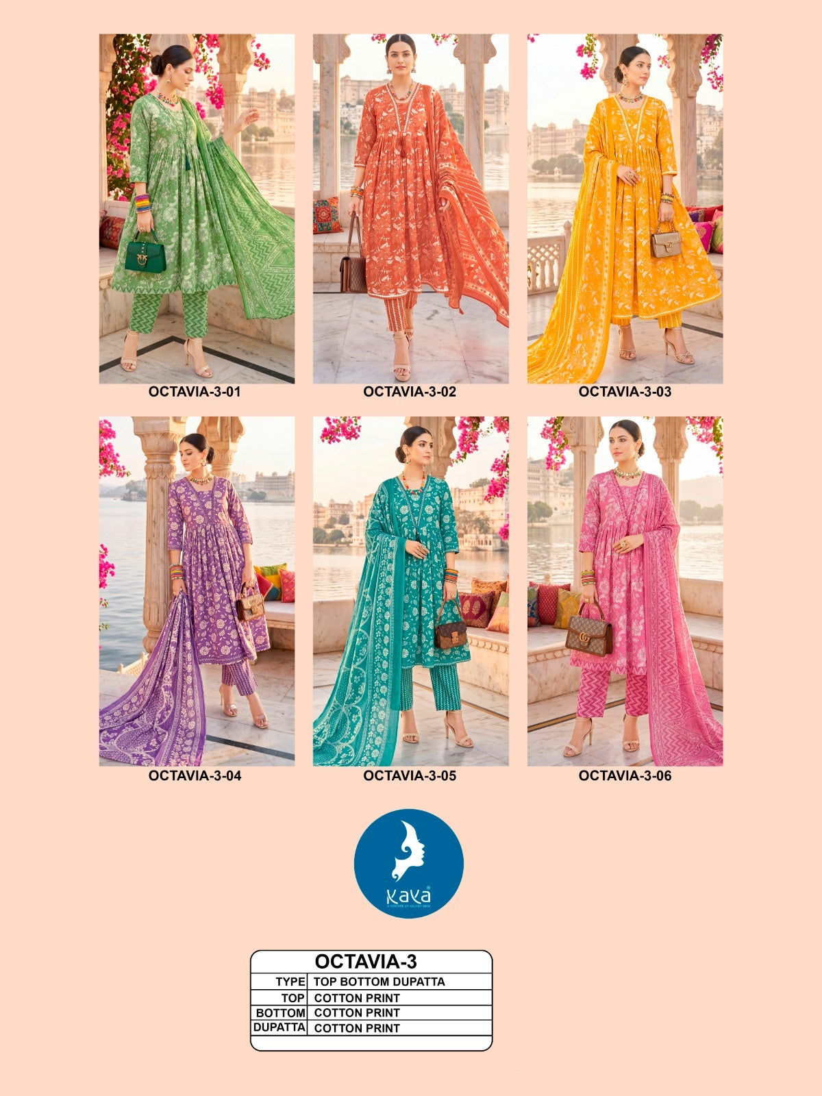Octavia 3 Kaya Cotton Readymade Anarkali Suits Wholesaler
