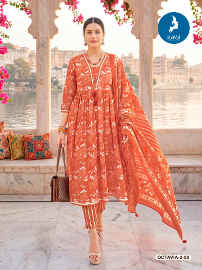 Octavia 3 Kaya Cotton Readymade Anarkali Suits Wholesaler