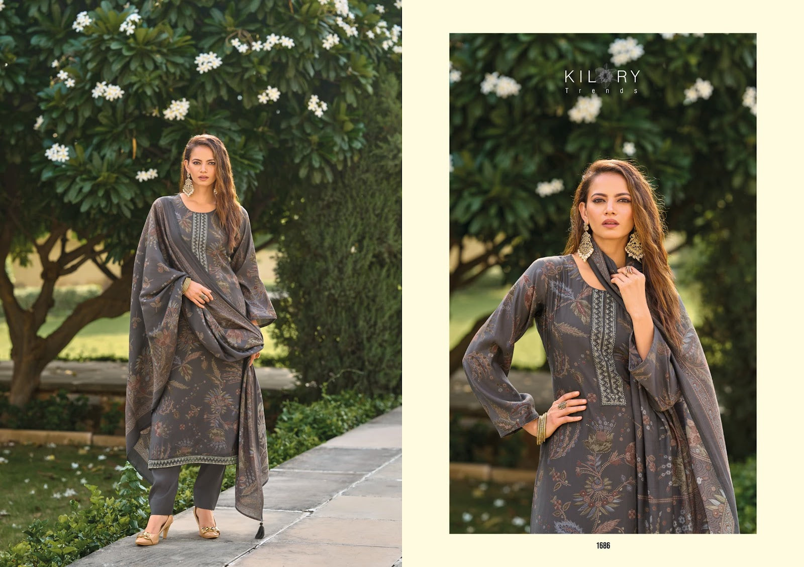 Oddny Kilory Muslin Pant Style Suits Wholesaler Ahmedabad