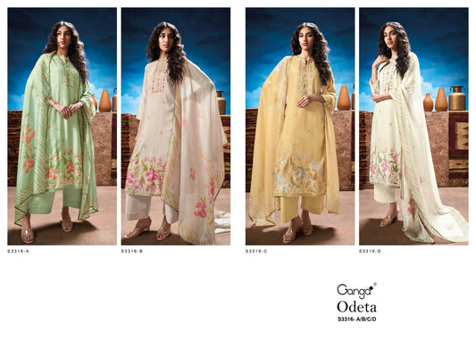 Odeta 3316 Ganga Premium Bemberg Plazzo Style Suits Wholesaler Gujarat