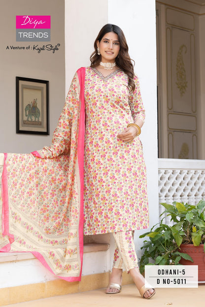 Odhani Vol 5 Diya Trends Cotton Readymade Pant Style Suits Manufacturer