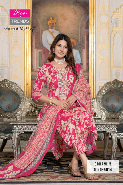 Odhani Vol 5 Diya Trends Cotton Readymade Pant Style Suits Manufacturer