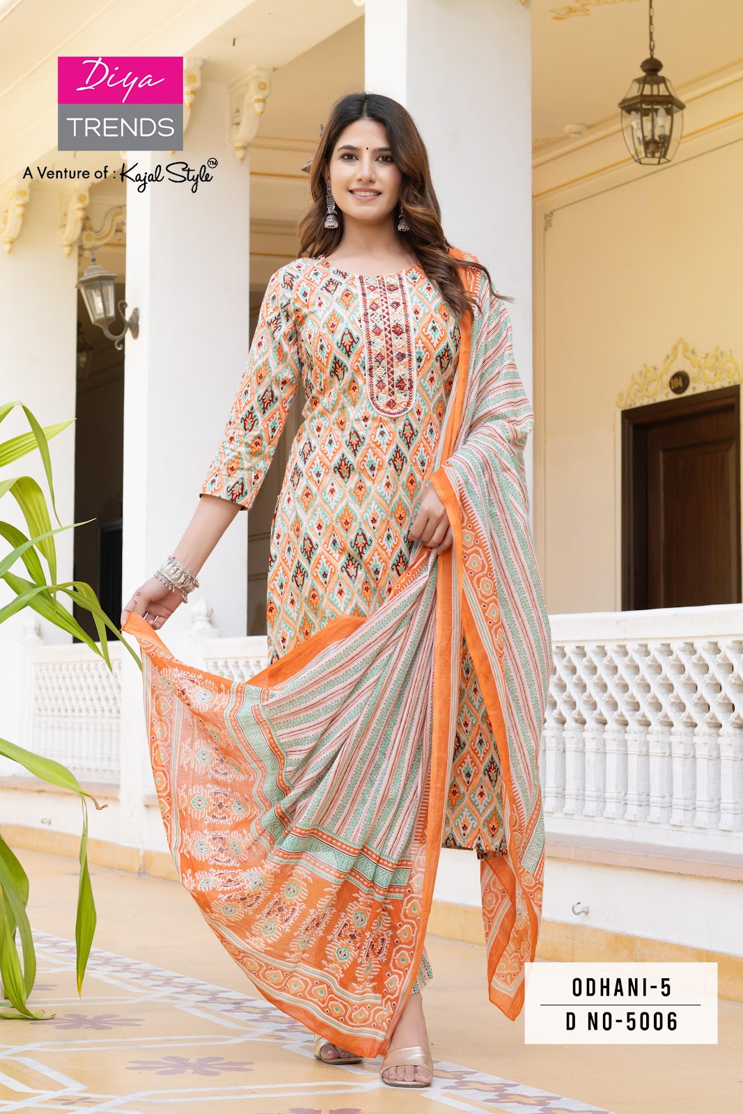 Odhani Vol 5 Diya Trends Cotton Readymade Pant Style Suits Manufacturer