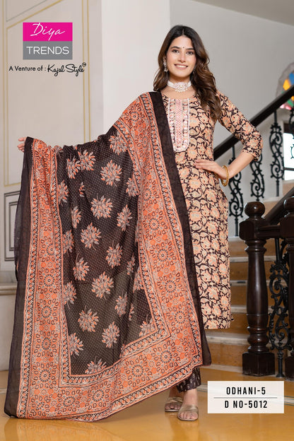 Odhani Vol 5 Diya Trends Cotton Readymade Pant Style Suits Manufacturer