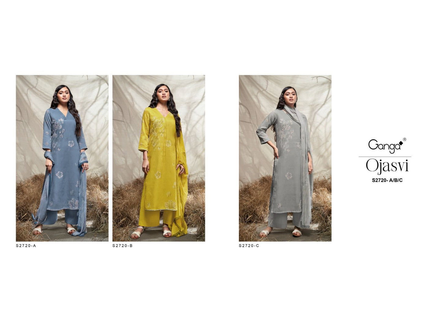 Ojasvi 2720 Ganga Premium Cotton Plazzo Style Suits Manufacturer Gujarat