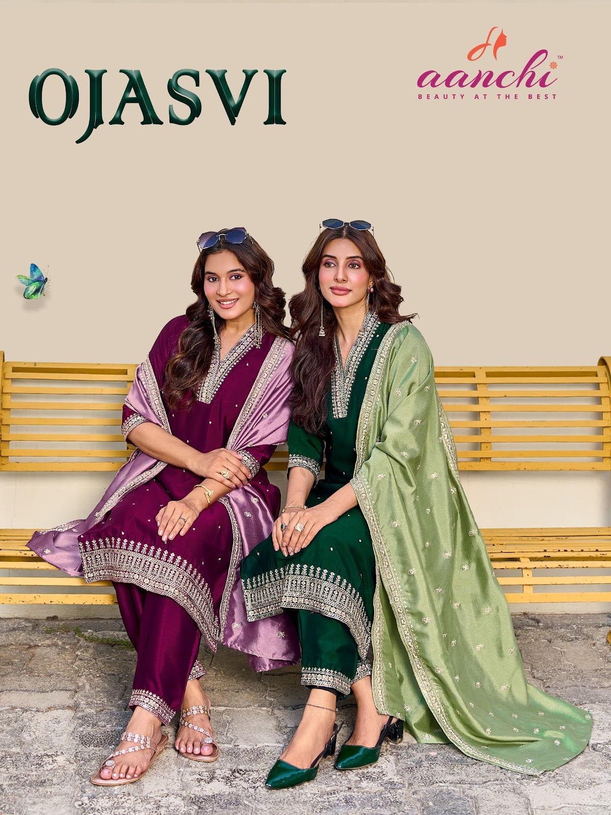 Ojasvi Aanchi Crystal Silk Readymade Pant Style Suits Supplier Gujarat