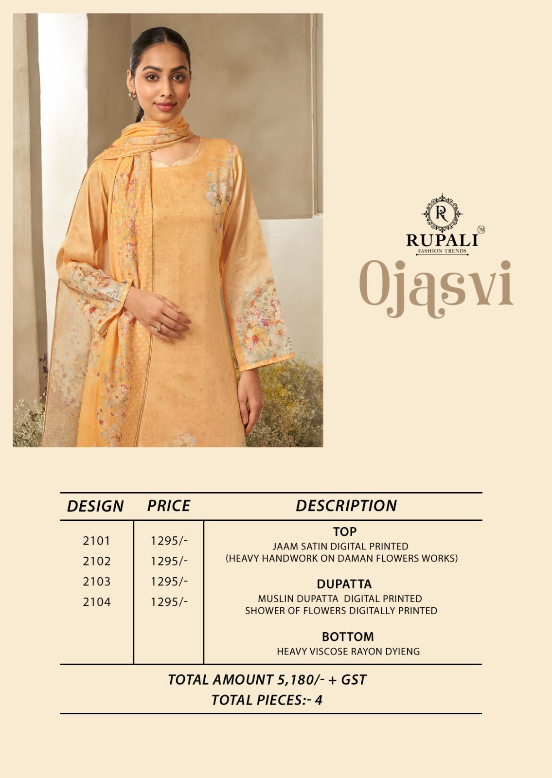 Ojasvi Rupali Jam Satin Pant Style Suits Manufacturer Ahmedabad