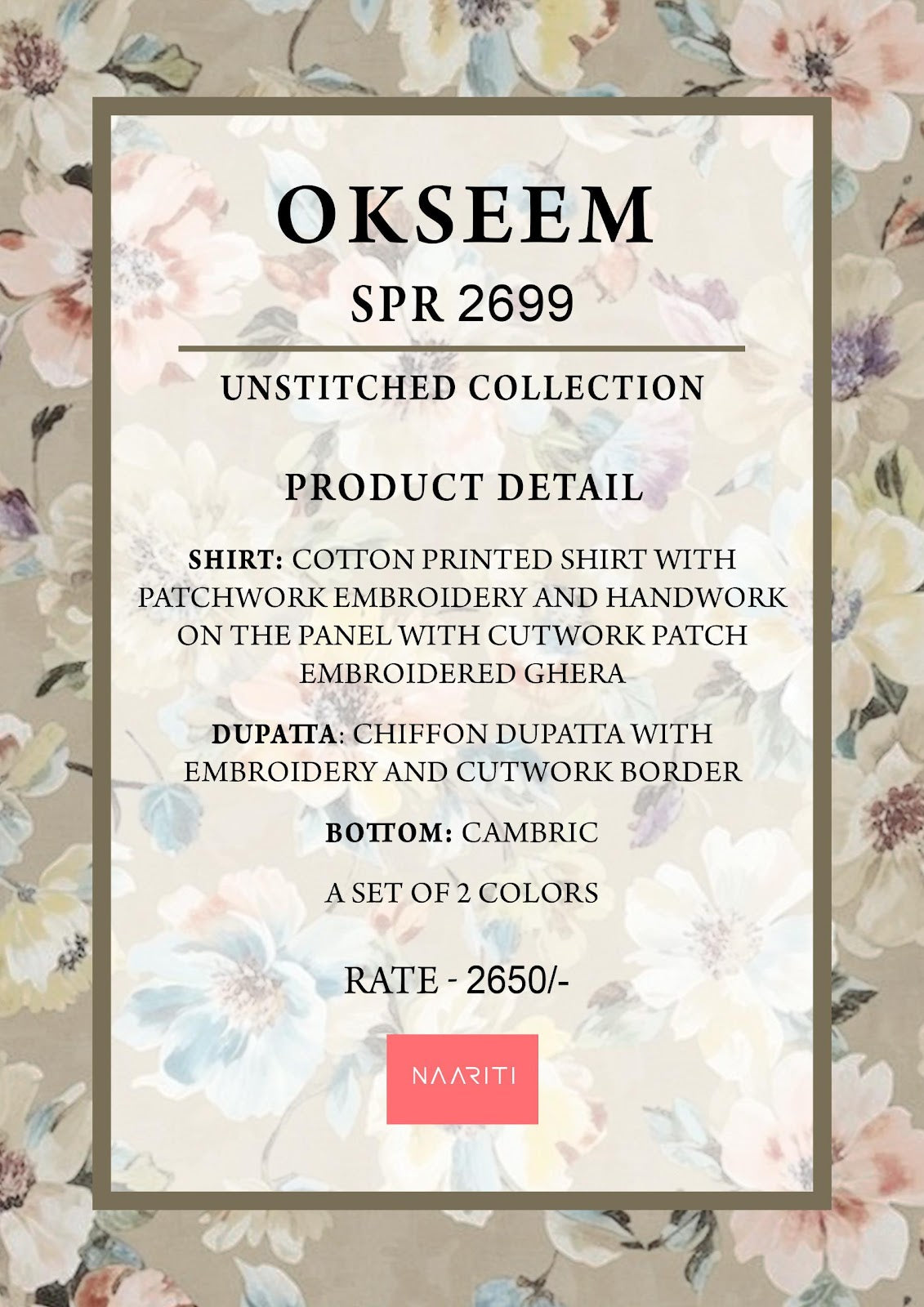 Okseem Naariti Cotton Pant Style Suits Wholesaler India