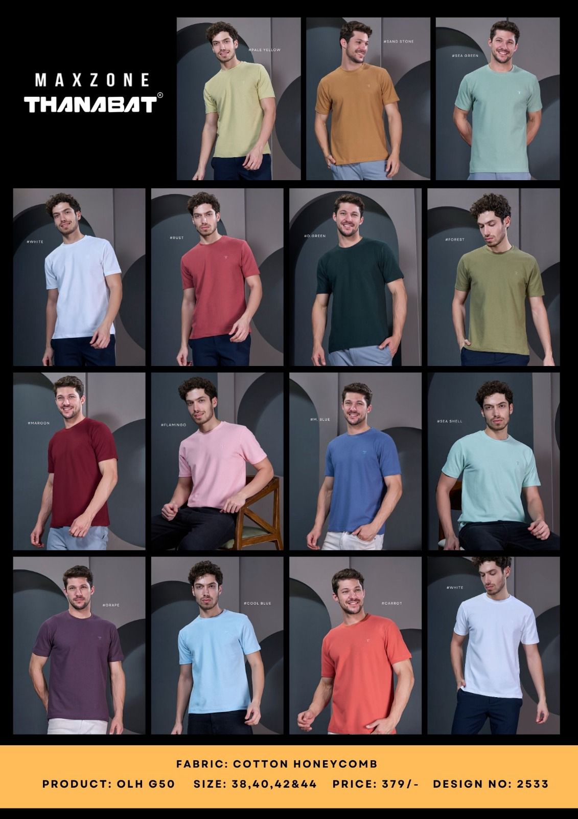 Olh G50 2533 Maxzone Clothing Honey Comb Mens Tshirts Manufacturer Gujarat