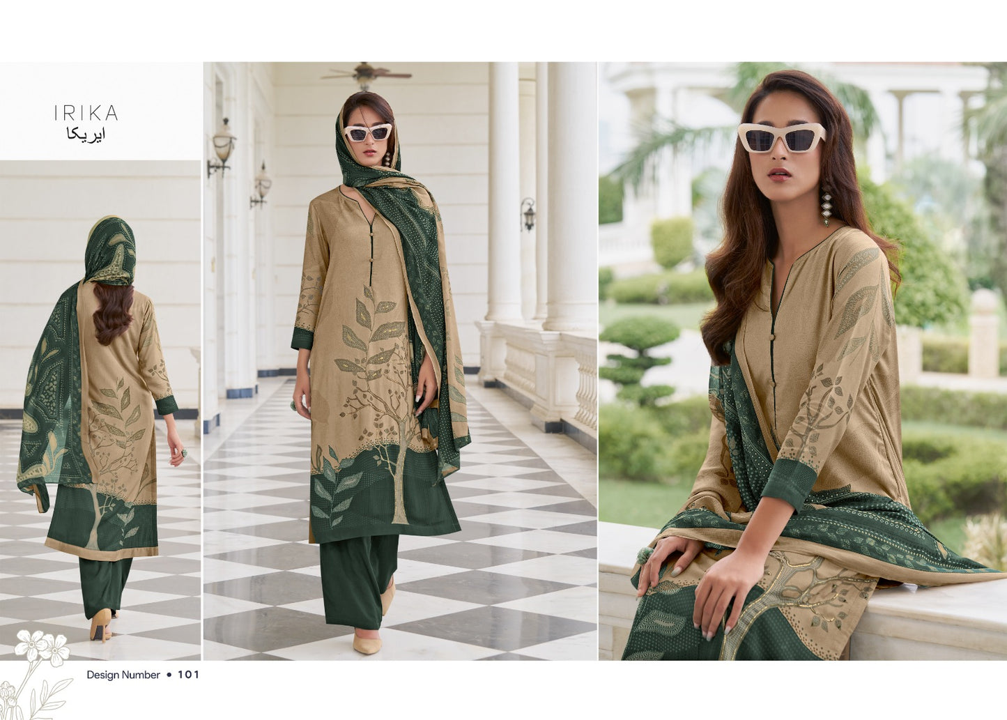 Olive Irika Pashmina Suits Manufacturer