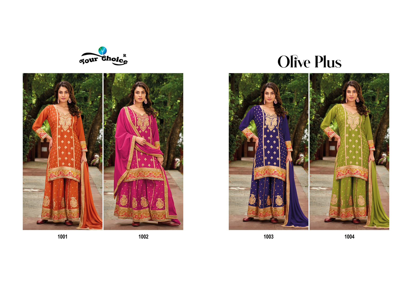 Olive Plus Your Choice Chinon Readymade Suits Manufacturer Ahmedabad