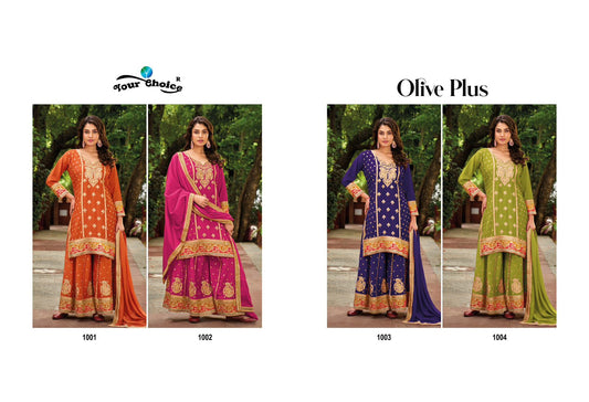 Olive Plus Your Choice Chinon Readymade Suits Manufacturer Ahmedabad