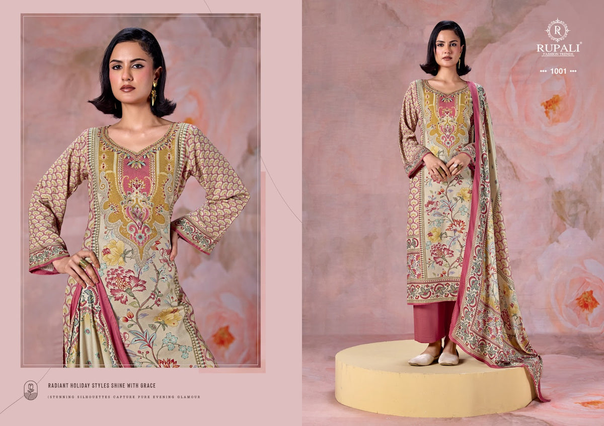 Olive Rupali Viscose Pashmina Suits Wholesale