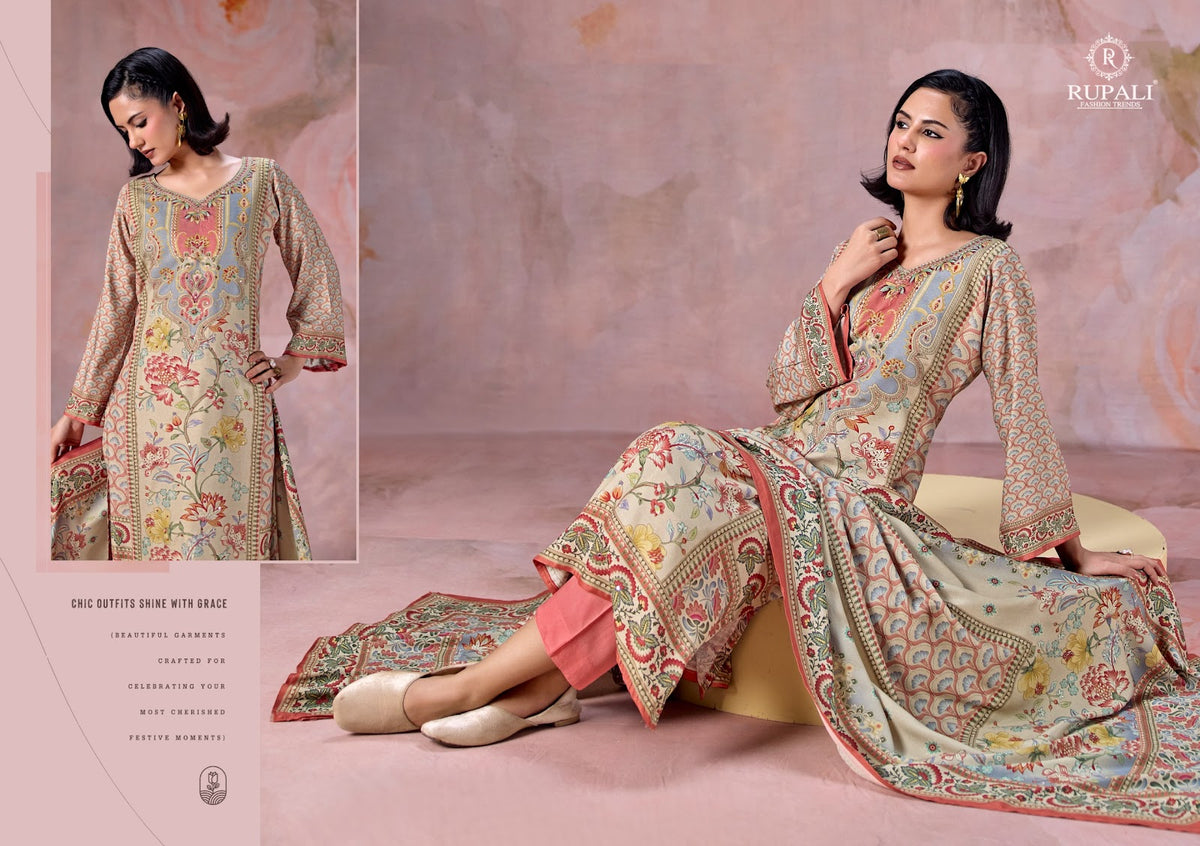 Olive Rupali Viscose Pashmina Suits Wholesale