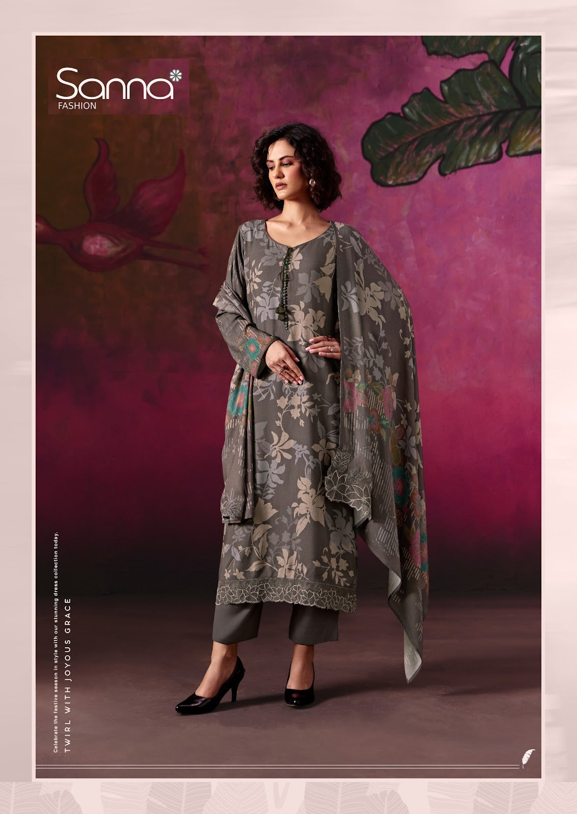 Olive Sanna Fashion Viscose Pashmina Suits Manufacturer Gujarat