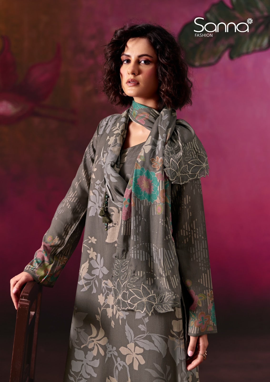Olive Sanna Fashion Viscose Pashmina Suits Manufacturer Gujarat