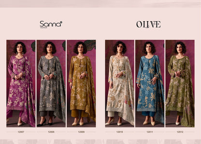 Olive Sanna Fashion Viscose Pashmina Suits Manufacturer Gujarat
