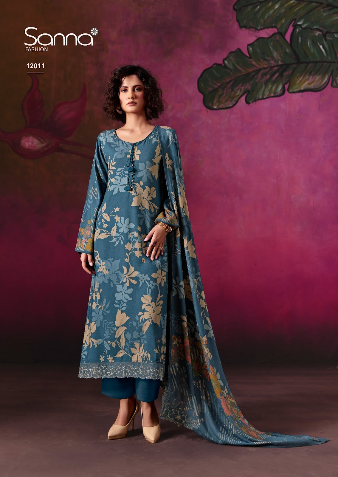 Olive Sanna Fashion Viscose Pashmina Suits Manufacturer Gujarat