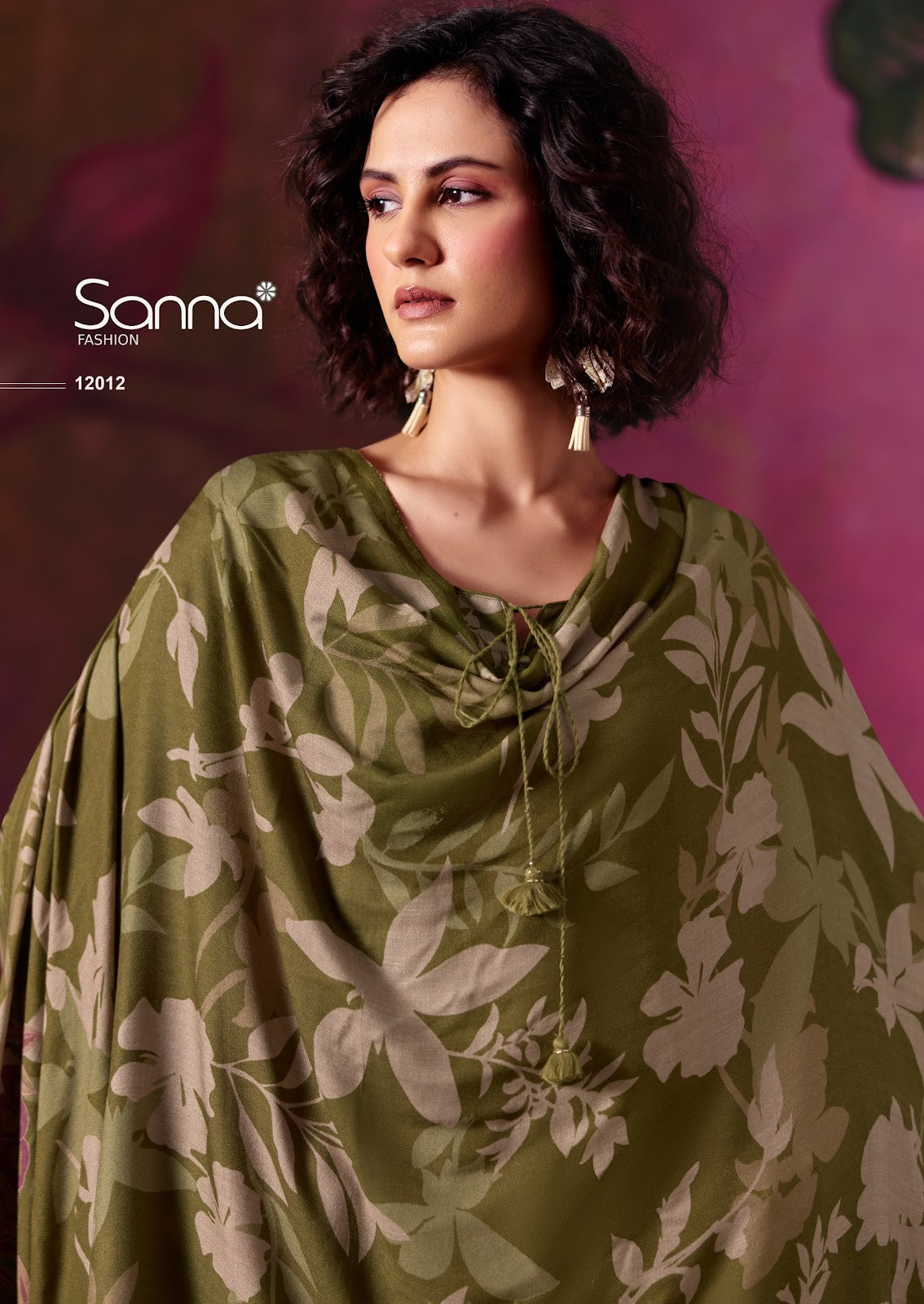 Olive Sanna Fashion Viscose Pashmina Suits Manufacturer Gujarat