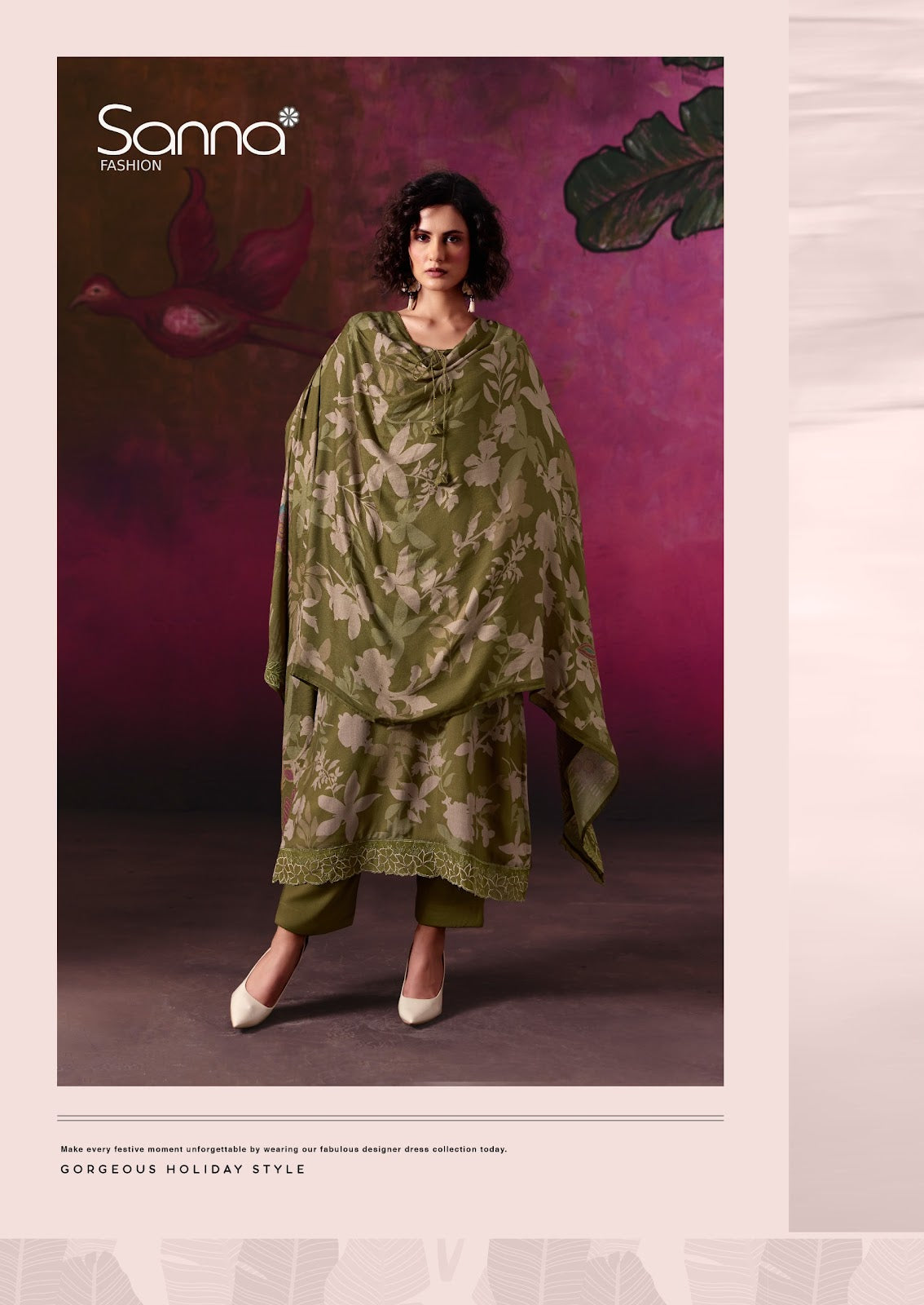 Olive Sanna Fashion Viscose Pashmina Suits Manufacturer Gujarat