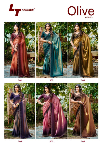 Olive Vol 3 Lt Fabrics Silk Sarees Wholesaler Gujarat