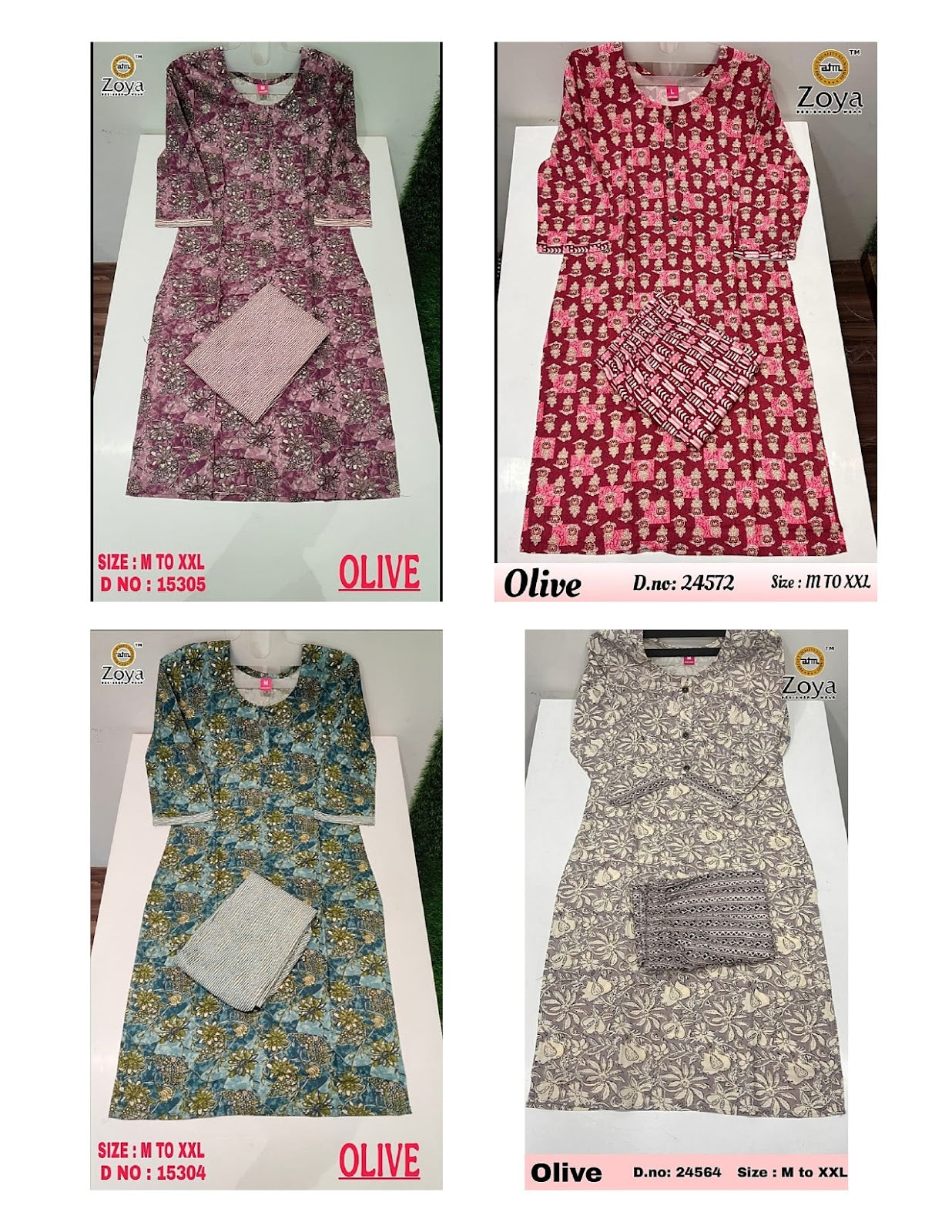 Olive Zoya Rayon Kurti Pant Set Supplier Ahmedabad