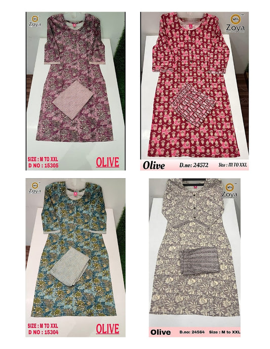 Olive Zoya Rayon Kurti Pant Set Supplier Ahmedabad