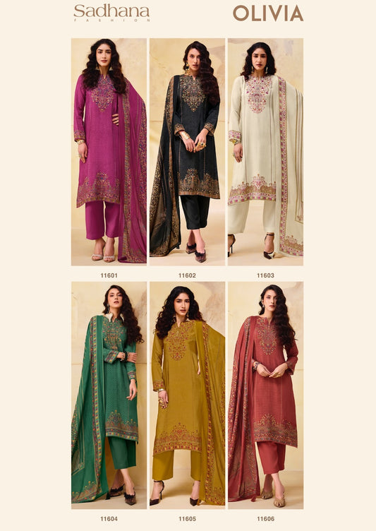 Olivia Sadhana Bemberg Muslin Pant Style Suits Wholesaler India