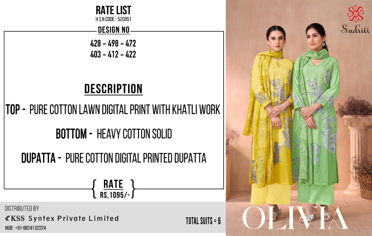 Olivia Sudriti Sahiba Pure Cotton Plazzo Style Suits Wholesaler Gujarat