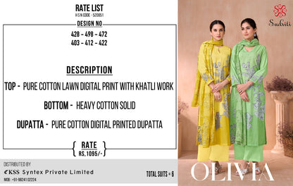 Olivia Sudriti Sahiba Pure Cotton Plazzo Style Suits Wholesaler Gujarat