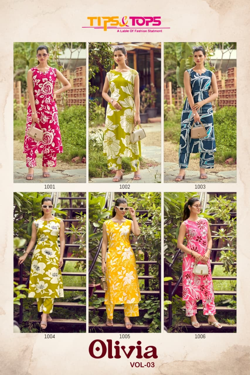Olivia Vol 3 Tips Tops Reyon Co Ord Set Supplier India