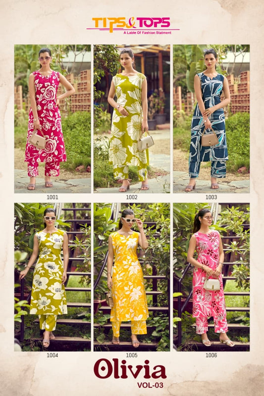 Olivia Vol 3 Tips Tops Reyon Co Ord Set Supplier India