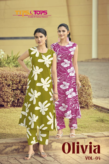 Olivia Vol 4 Tips Tops Reyon Co Ord Set Wholesale Price