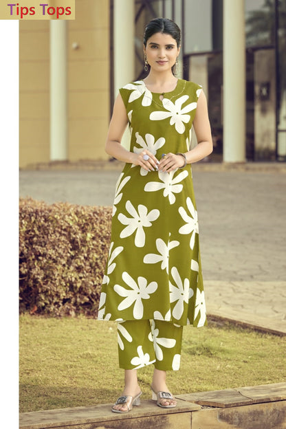 Olivia Vol 4 Tips Tops Reyon Co Ord Set Wholesale Price