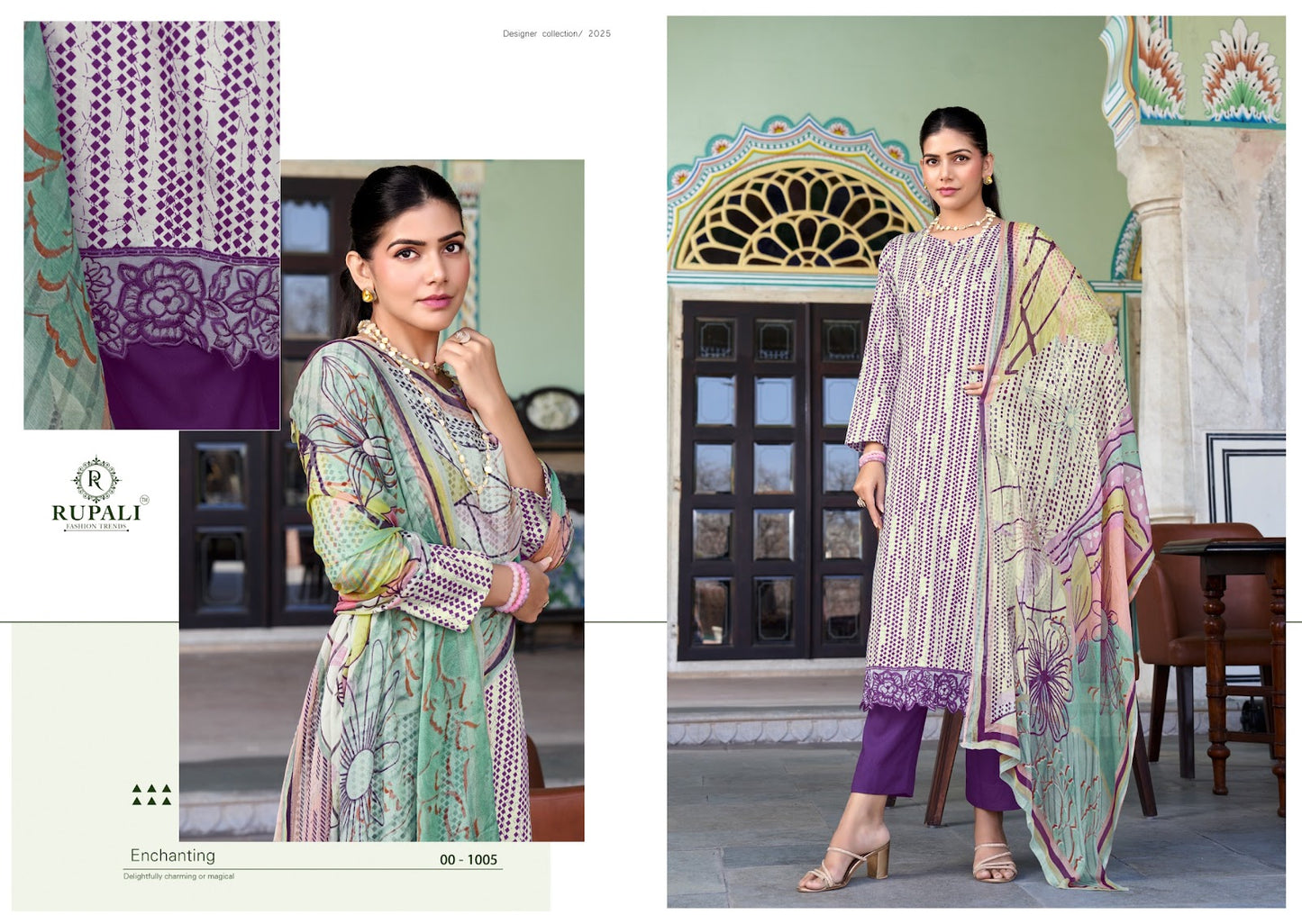 Olynka Rupali Jaam Satin Pant Style Suits Wholesaler