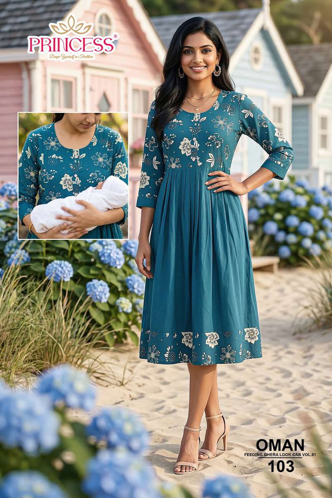 Oman Princess Creation Heavy Rayon Feeding Kurtis Wholesale Rate