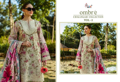 Ombre Chikankari Collection Vol 2 Shree Fabs Pure Cotton Pakistani Patch Work Suits Wholesaler