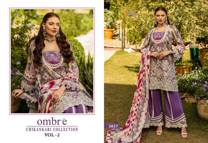 Ombre Chikankari Collection Vol 2 Shree Fabs Pure Cotton Pakistani Patch Work Suits Wholesaler