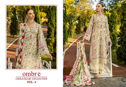 Ombre Chikankari Collection Vol 2 Shree Fabs Pure Cotton Pakistani Patch Work Suits Wholesaler