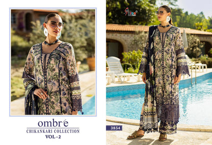 Ombre Chikankari Collection Vol 2 Shree Fabs Pure Cotton Pakistani Patch Work Suits Wholesaler