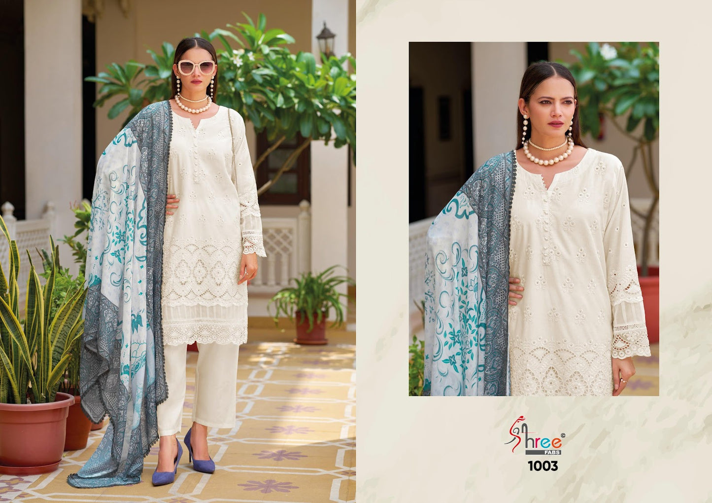 Ombre Chikenkari Collection Shree Fabs Cambric Cotton Pakistani Readymade Suits Wholesaler Ahmedabad