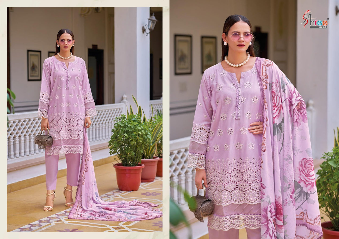 Ombre Chikenkari Collection Shree Fabs Cambric Cotton Pakistani Readymade Suits Wholesaler Ahmedabad