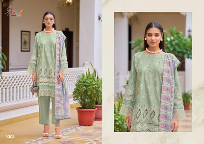 Ombre Chikenkari Collection Shree Fabs Cambric Cotton Pakistani Readymade Suits Wholesaler Ahmedabad