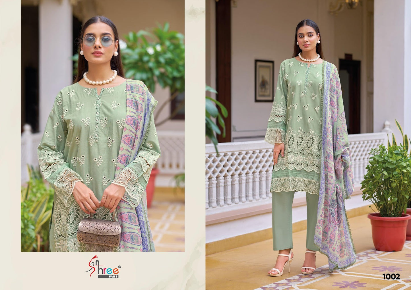 Ombre Chikenkari Collection Shree Fabs Cambric Cotton Pakistani Readymade Suits Wholesaler Ahmedabad