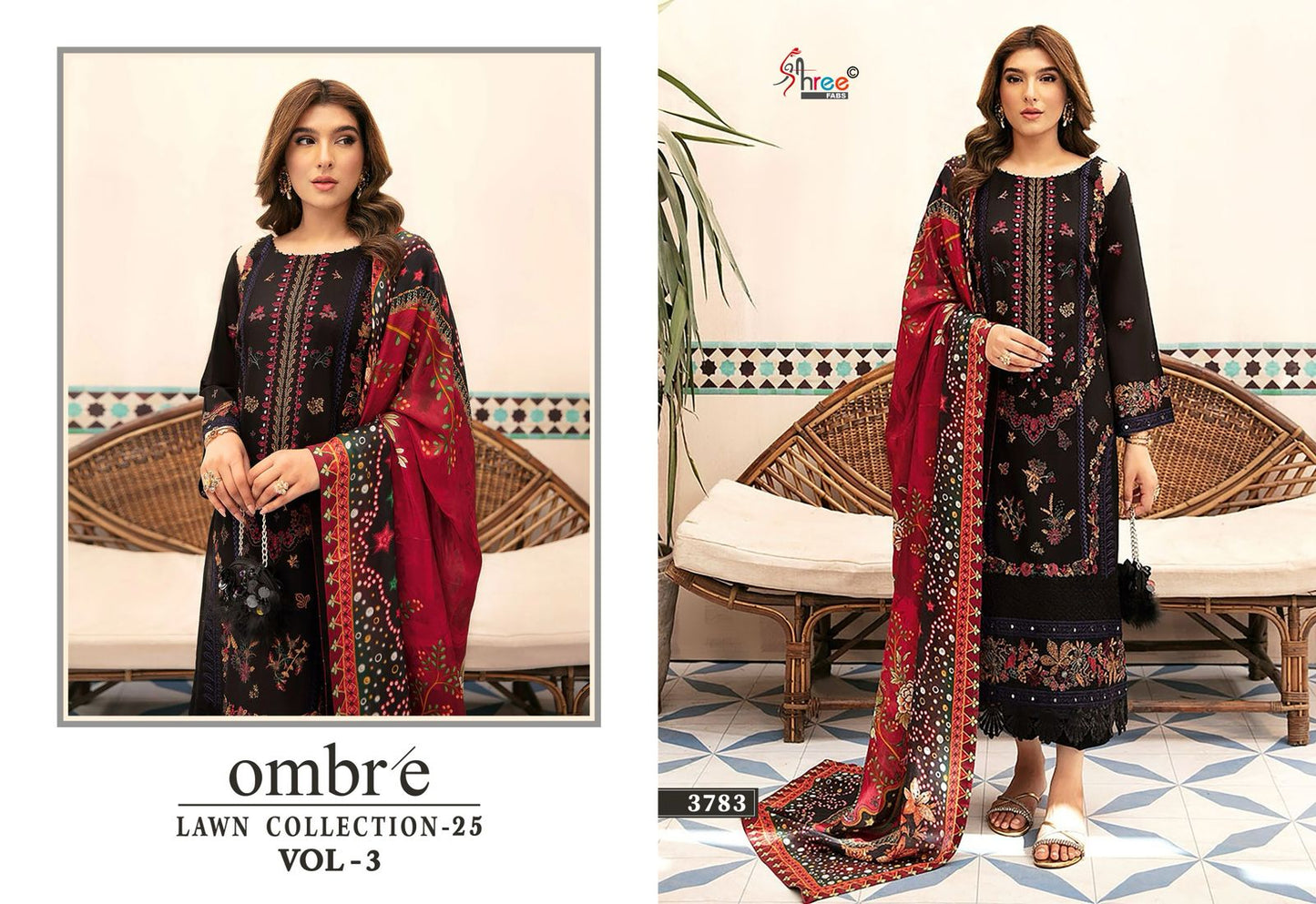 Ombre Lawn Collection 2025 Vol-3 Shree Fabs Pure Cotton Pakistani Salwar Suits Manufacturer Gujarat