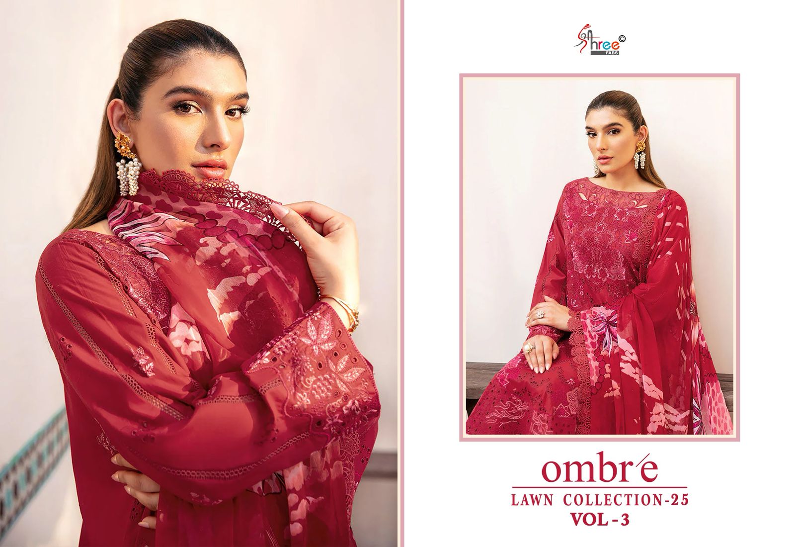 Ombre Lawn Collection 2025 Vol-3 Shree Fabs Pure Cotton Pakistani Salwar Suits Manufacturer Gujarat