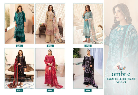 Ombre Lawn Collection 2025 Vol-3 Shree Fabs Pure Cotton Pakistani Salwar Suits Manufacturer Gujarat